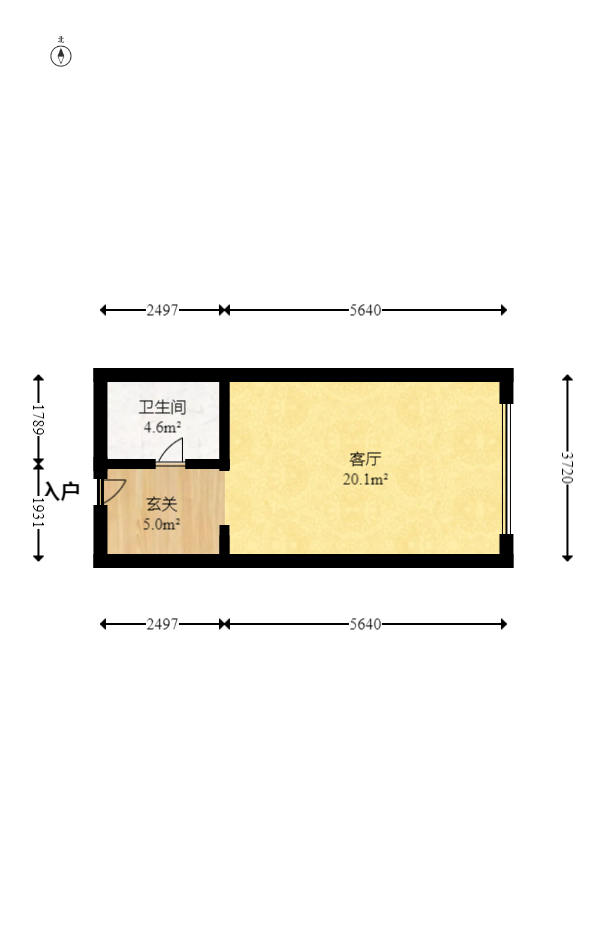 华远华时代  2室1厅1卫    51.8万室内图1