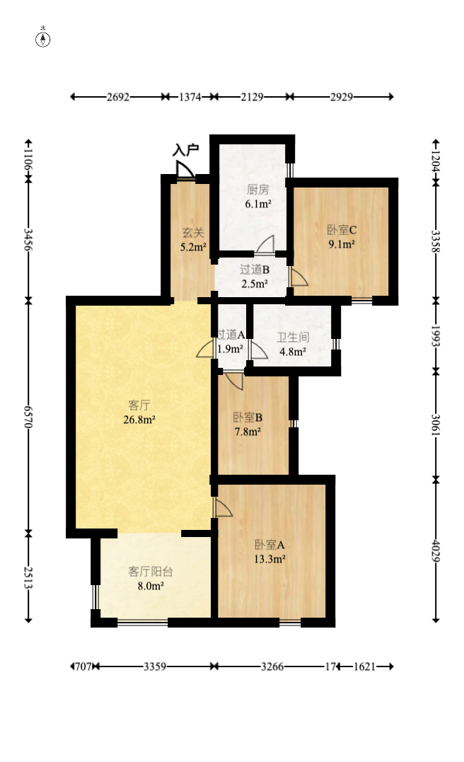 美的翰城  3室2厅1卫    60.0万 美的翰城  3室2厅1卫    60.0万户型图