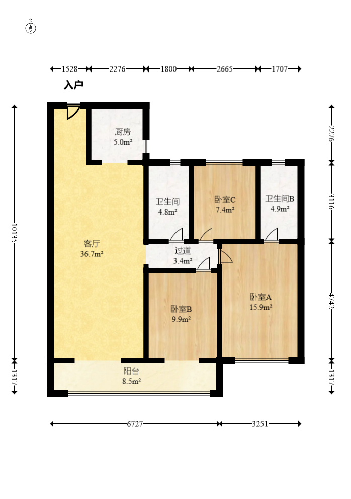 卓越浅水湾  3室2厅2卫   149.70万室内图1