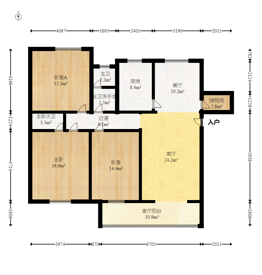 金岸教师公寓 3室2厅2卫 86.0万 金岸教师公寓 3室2厅2卫 86.0万户型图