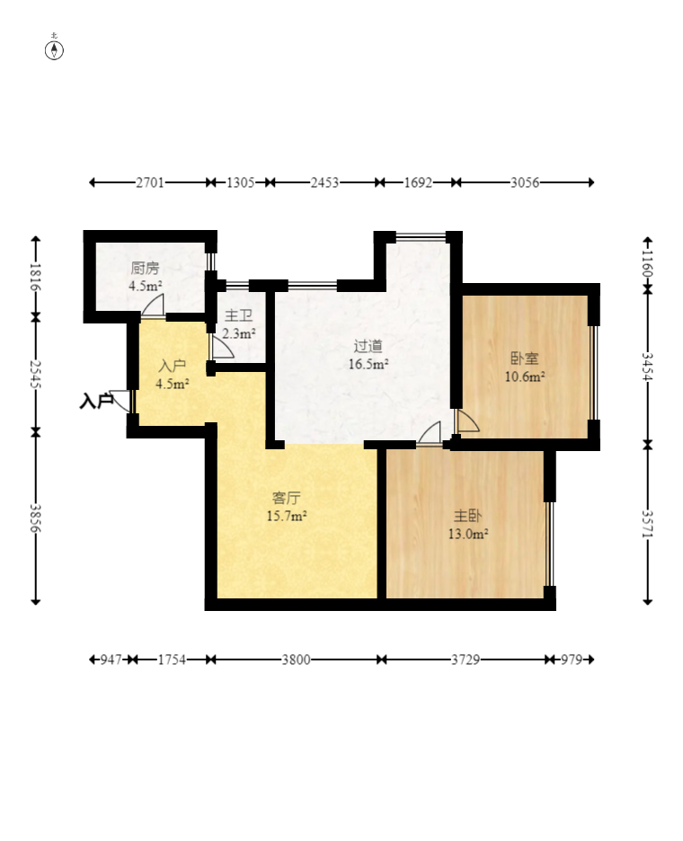 爱琴海岸 2室1厅1卫 60.6万 爱琴海岸 2室1厅1卫 60.6万户型图