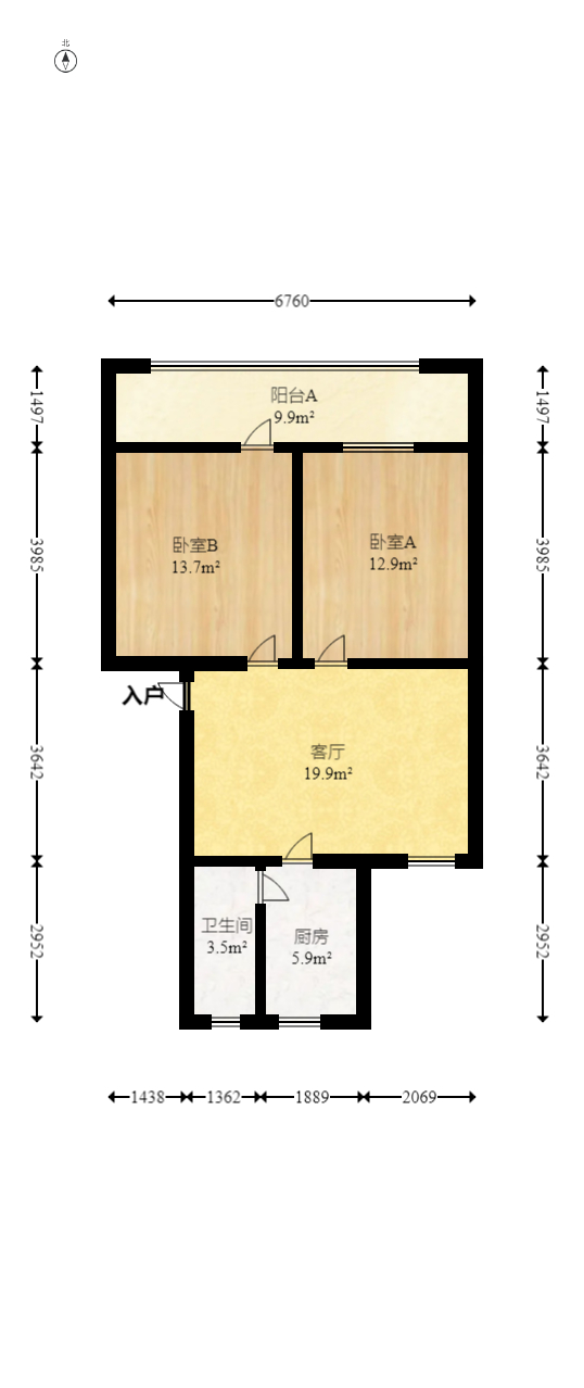 万发客车厂宿舍（万发宿舍）  2室2厅1卫   39.80万室内图1