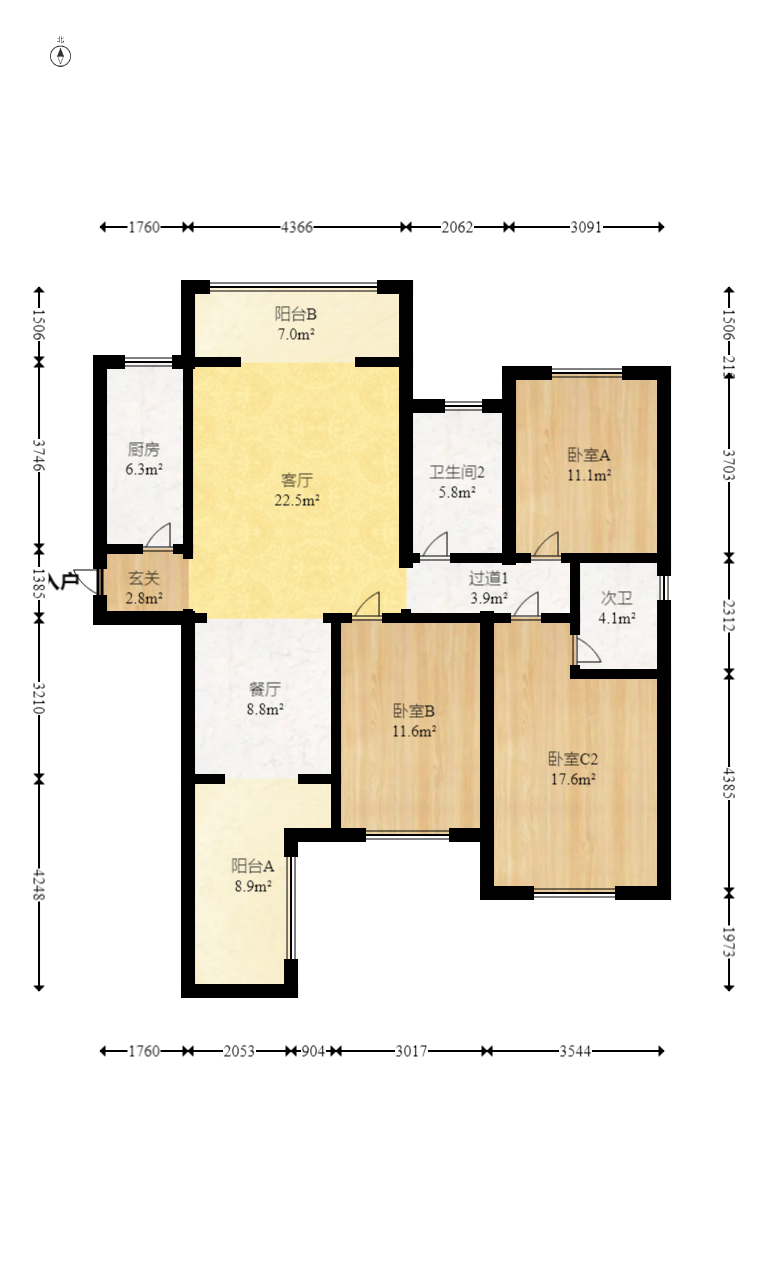城市山水豪园（山水城市风景）  3室2厅2卫    118.0万室内图1