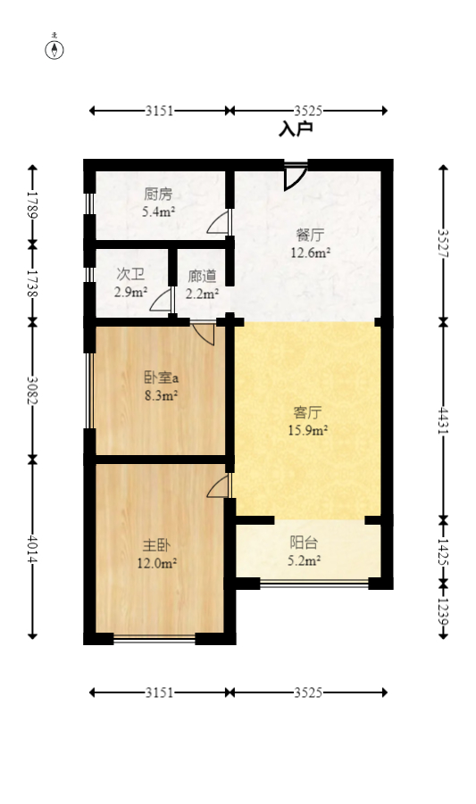 好莱城(弘德西街) 2室2厅1卫 68.0万 好莱城(弘德西街) 2室2厅1卫 68.0万户型图