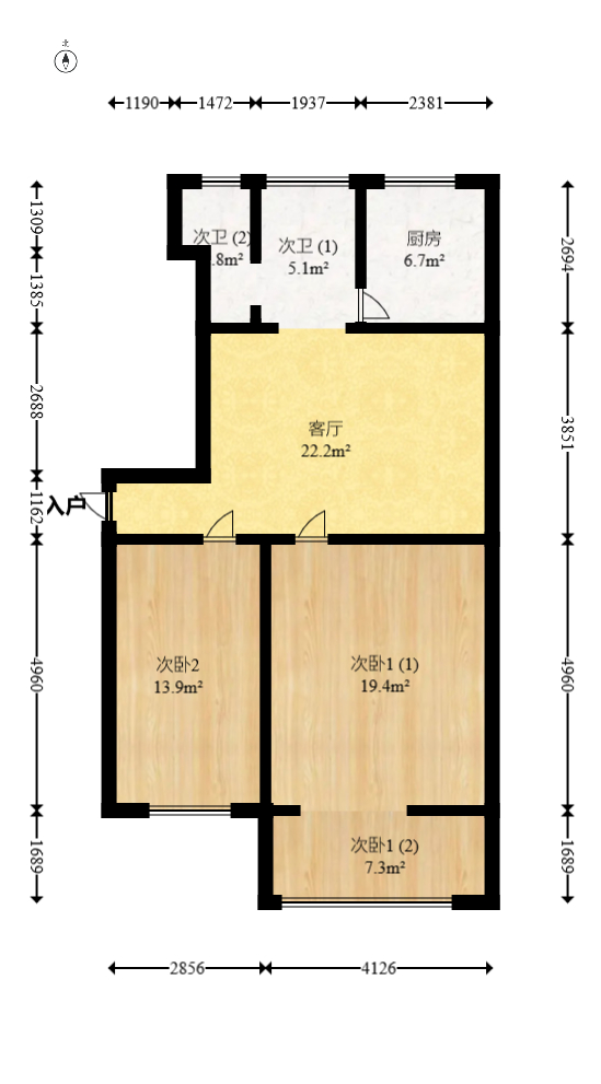省交通科学研究院  3室2厅1卫    54.0万室内图1