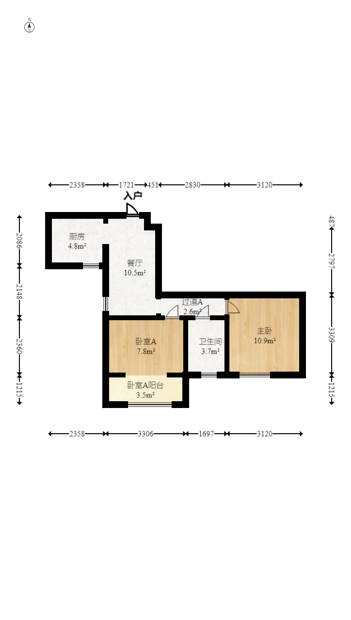 联晟大厦  2室1厅1卫   86.00万室内图1