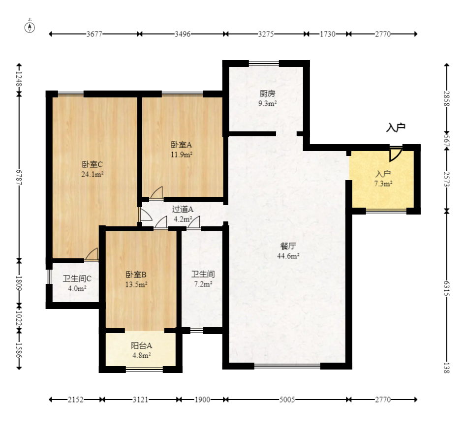 山水熙园  3室2厅1卫   119.80万室内图1