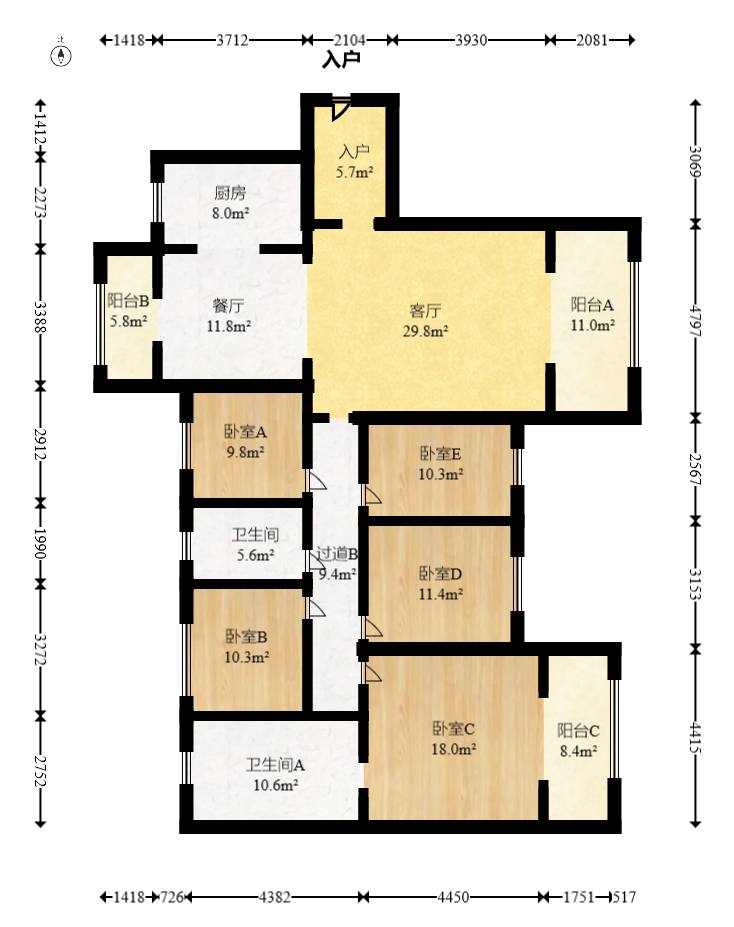 长房半岛蓝湾(观山月) 5室2厅2卫 157.0万 长房半岛蓝湾(观山月) 5室2厅2卫 157.0万户型图