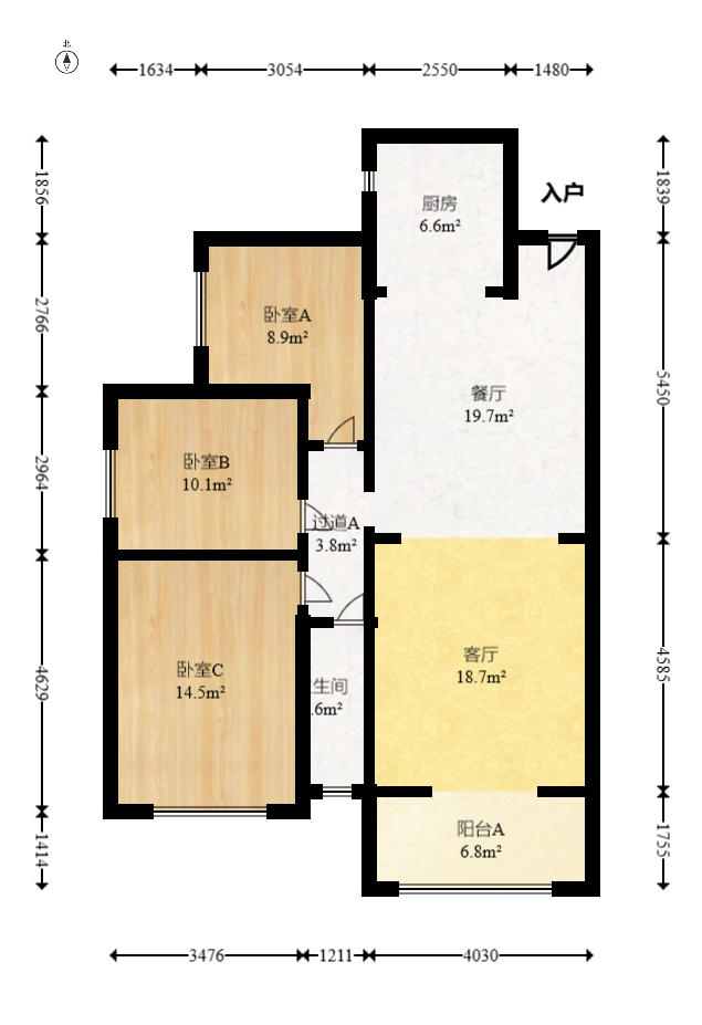 中建嘉和城  3室2厅1卫   110.00万室内图1