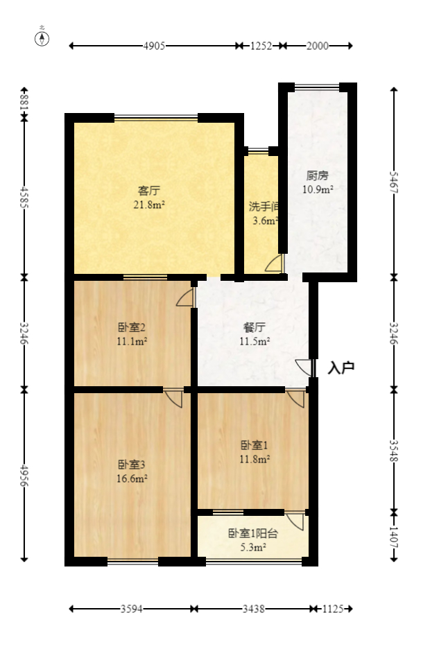 东塘电力院  3室2厅1卫    110.0万室内图1