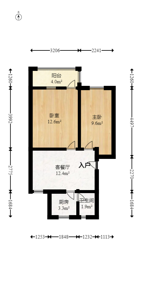 望月湖小区五片  2室1厅1卫   48.80万室内图1
