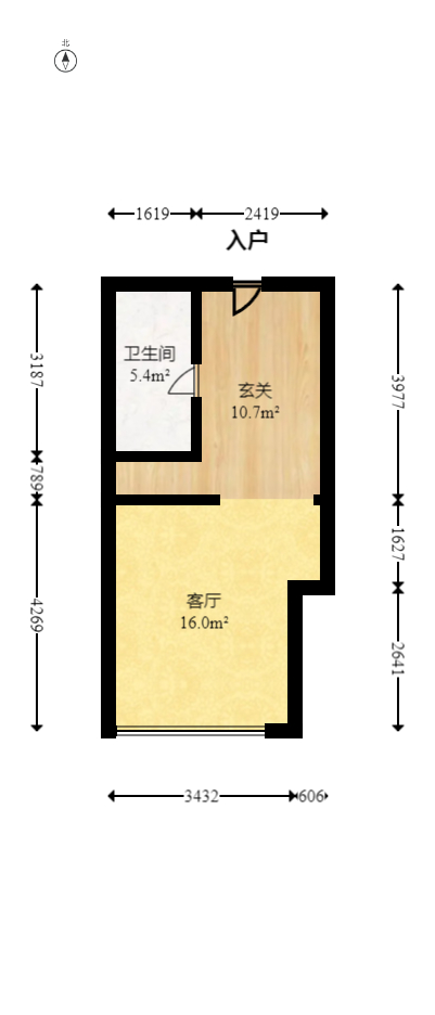 圆泰长沙印  1室2厅2卫   110.00万室内图1