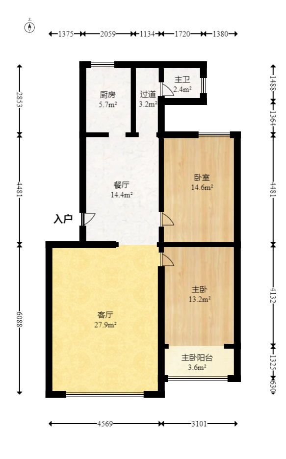星邮公寓  3室3厅1卫   110.00万室内图1
