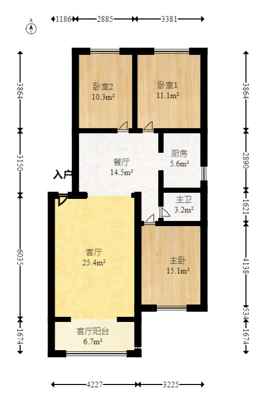 湘瑞家园  3室2厅1卫   46.00万室内图1