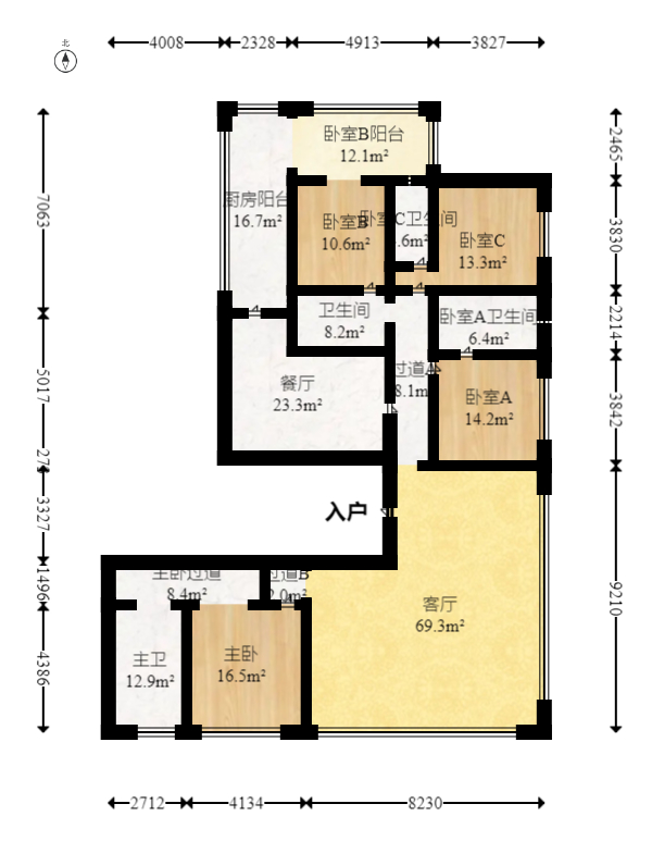 保利天禧C区  4室2厅4卫   1548.00万室内图1