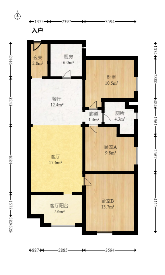 万科白鹭郡  3室2厅2卫   138.00万室内图1