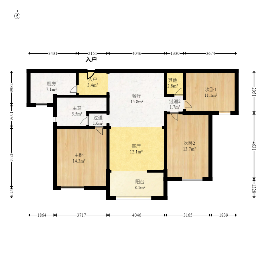北辰三角洲D3区  3室2厅1卫    155.0万 北辰三角洲D3区  3室2厅1卫    155.0万户型图