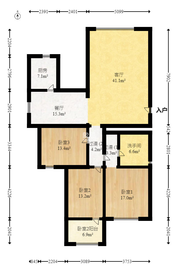 鑫天鑫城  3室2厅2卫   128.00万室内图1