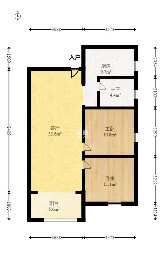 東璽門  2室2廳1衛(wèi)   85.90萬