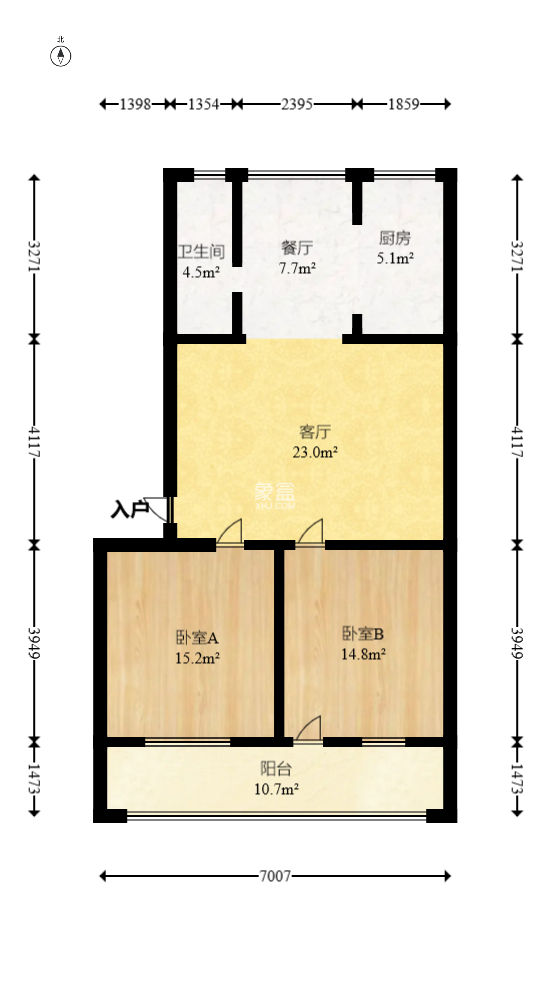 胜利社区（园林局宿舍）  2室2厅1卫   45.80万