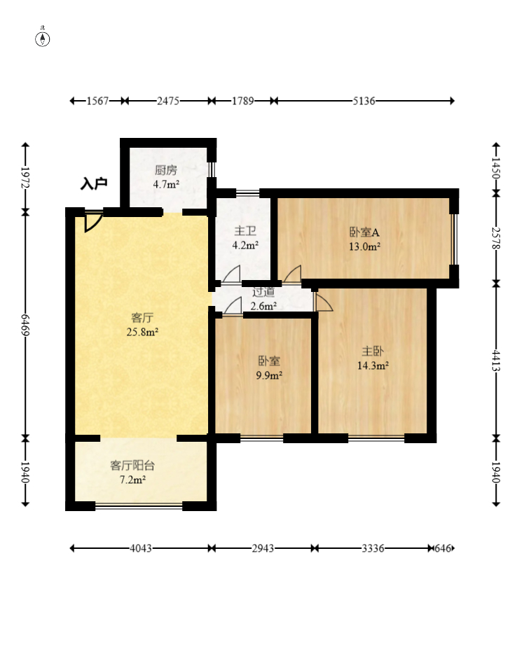 紫晶城 3室2厅1卫 66.8万 紫晶城 3室2厅1卫 66.8万户型图