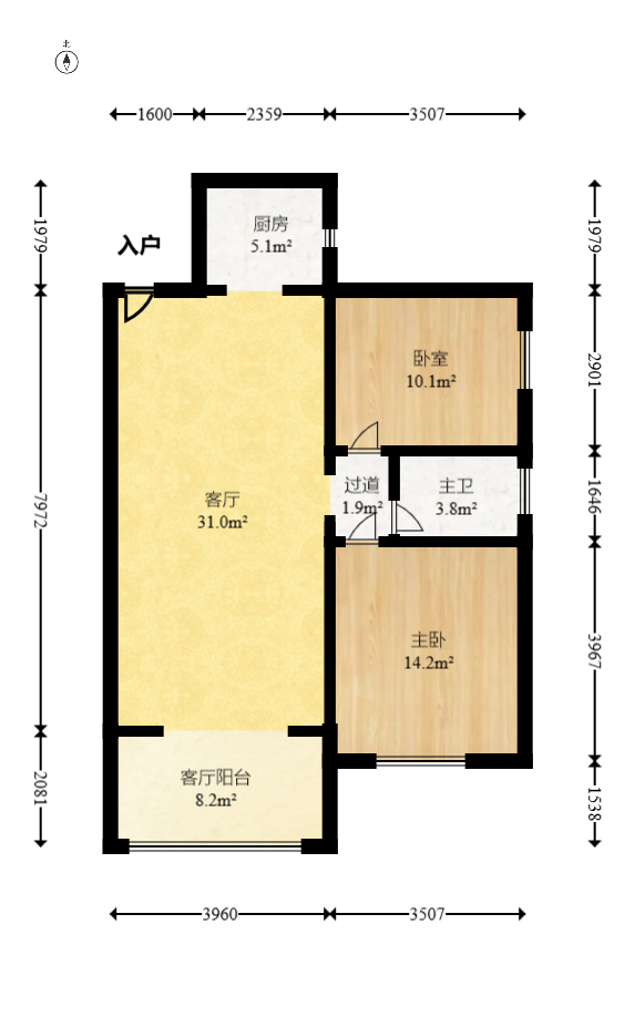 紫晶城  2室2厅1卫    60.0万室内图1