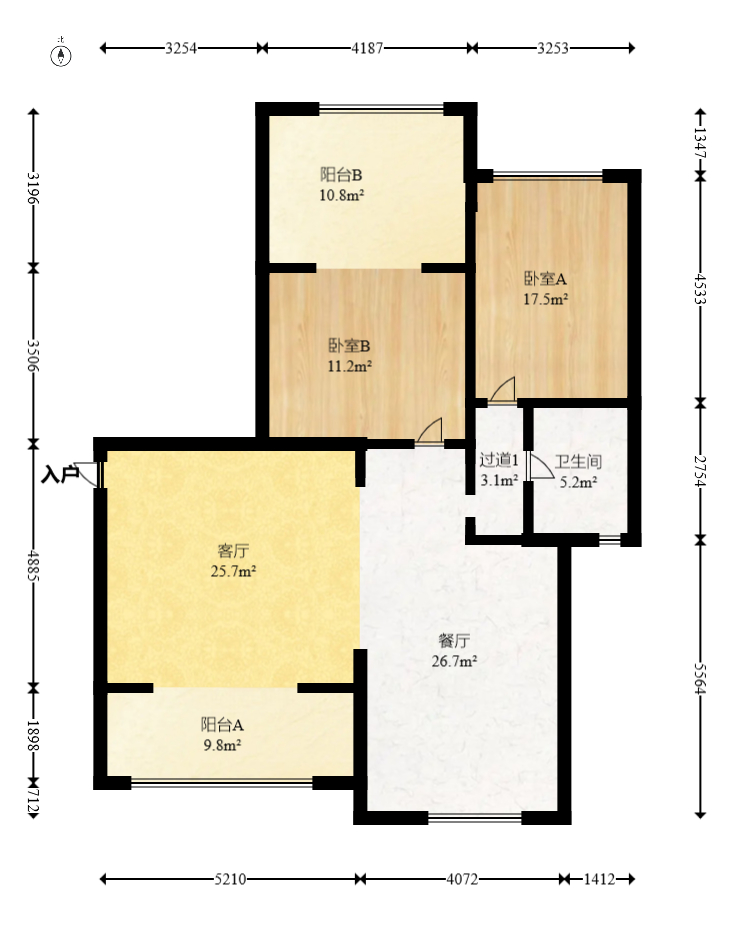 中城丽景香山园  3室2厅1卫   128.00万室内图1