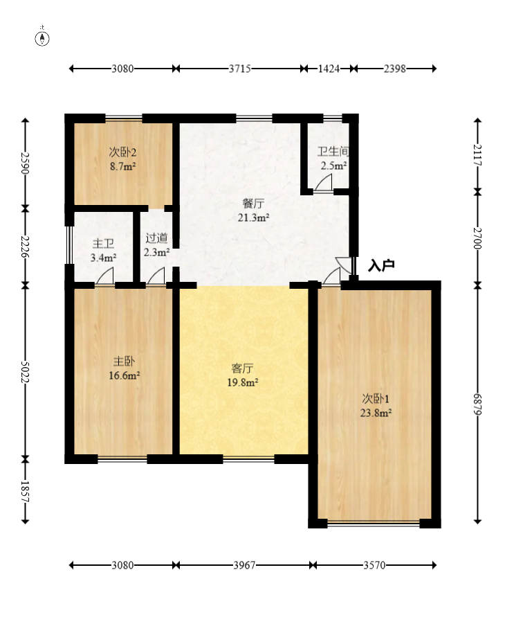 茶叶大市场“山水茗园”  3室2厅1卫   52.00万室内图1