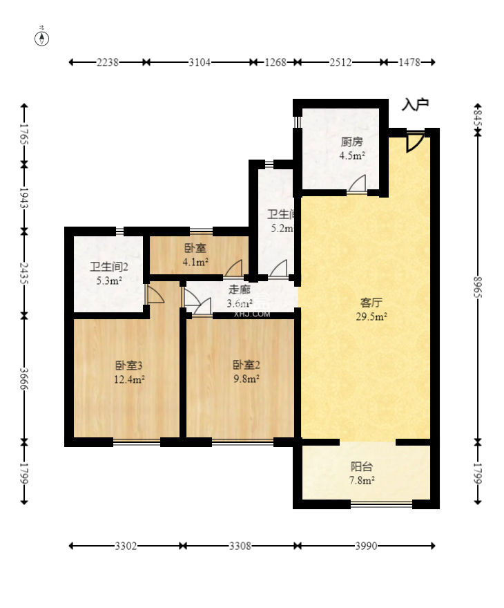 中交中央公园D1区  3室1厅2卫   103.00万