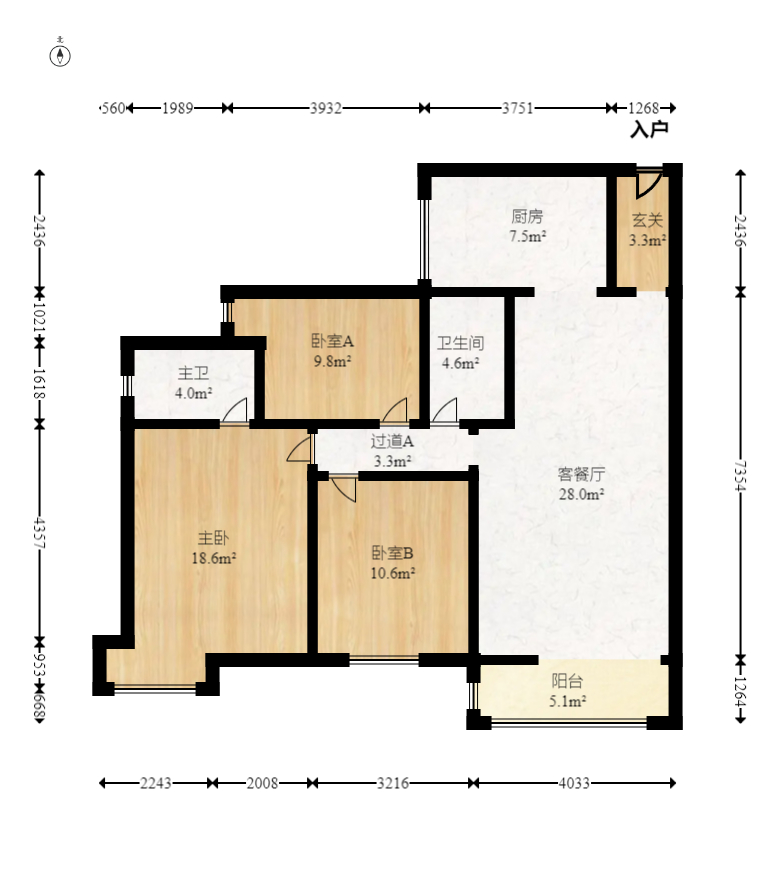 美林银谷  3室2厅1卫   144.90万室内图1