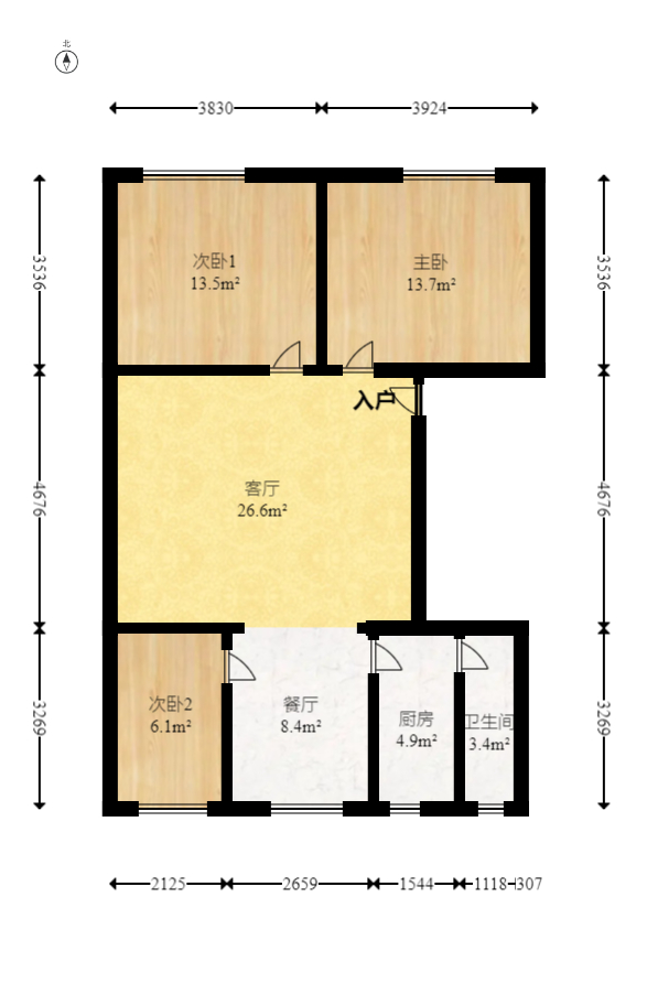 城东安置区（星城社区）  3室2厅1卫   50.00万室内图1