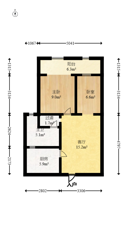 鑫科明珠  2室1厅1卫   42.00万室内图1