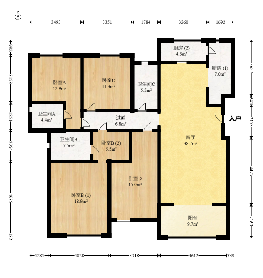 中建梅溪湖中心  4室2厅3卫   330.00万室内图1