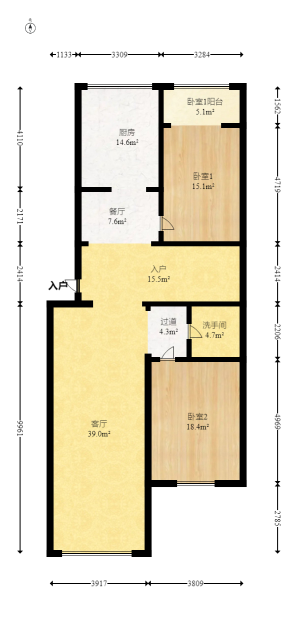 泰时花园  5室2厅1卫   125.00万室内图1
