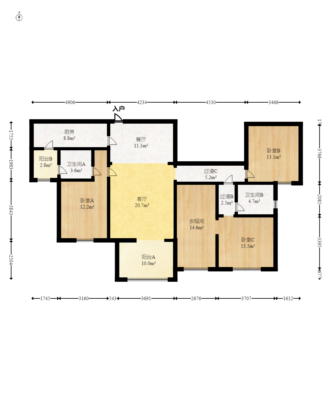 勤诚达境界城  4室2厅2卫    130.0万室内图1