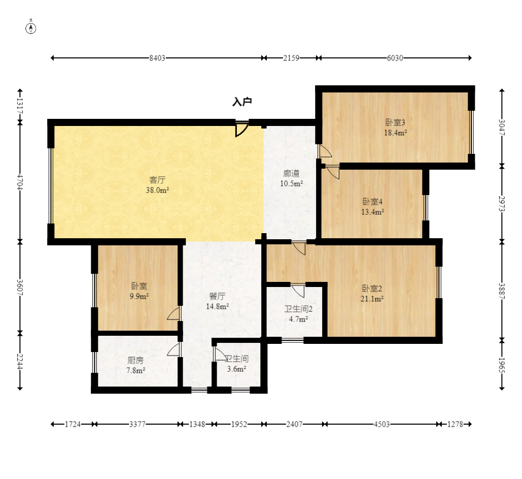 咸嘉新村西子园  4室2厅2卫   128.70万室内图1