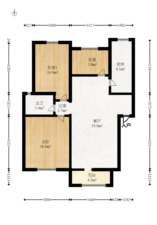 山水湾  3室2厅1卫   59.00万室内图1