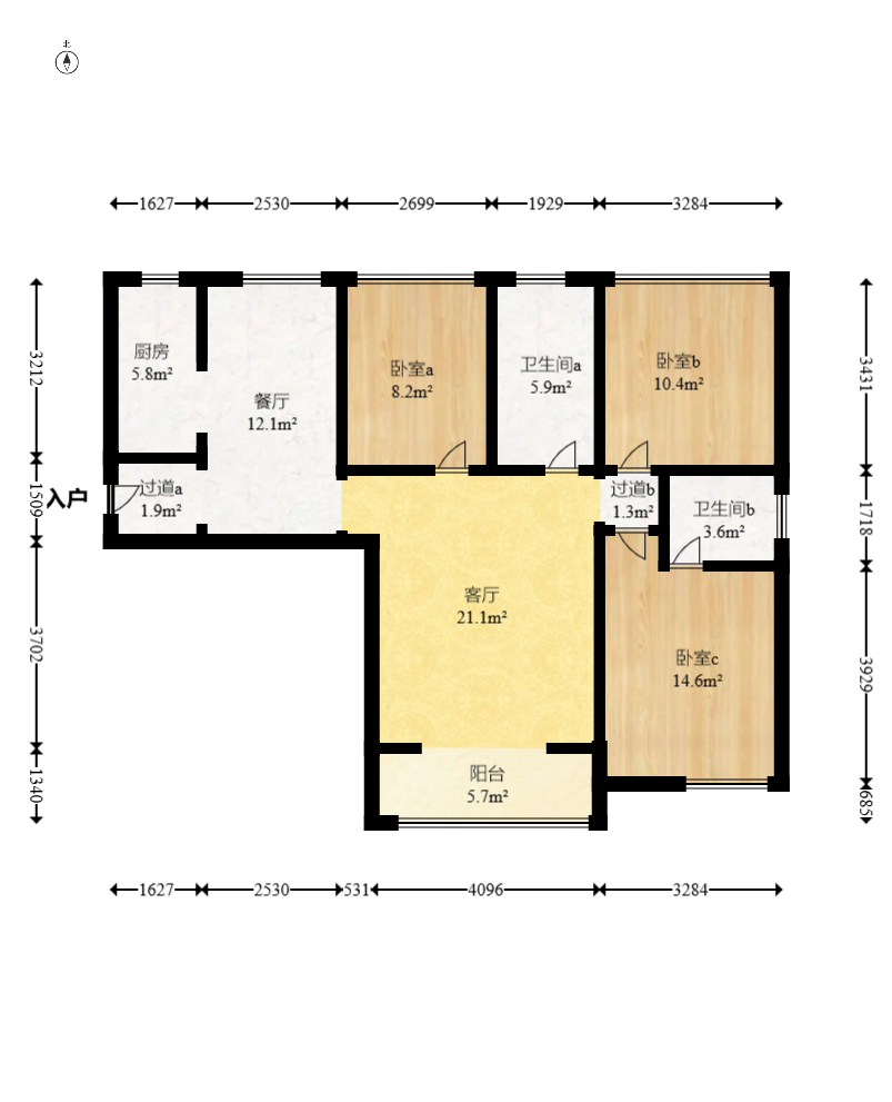 南山苏迪亚诺 3室2厅2卫 88.0万 南山苏迪亚诺 3室2厅2卫 88.0万户型图