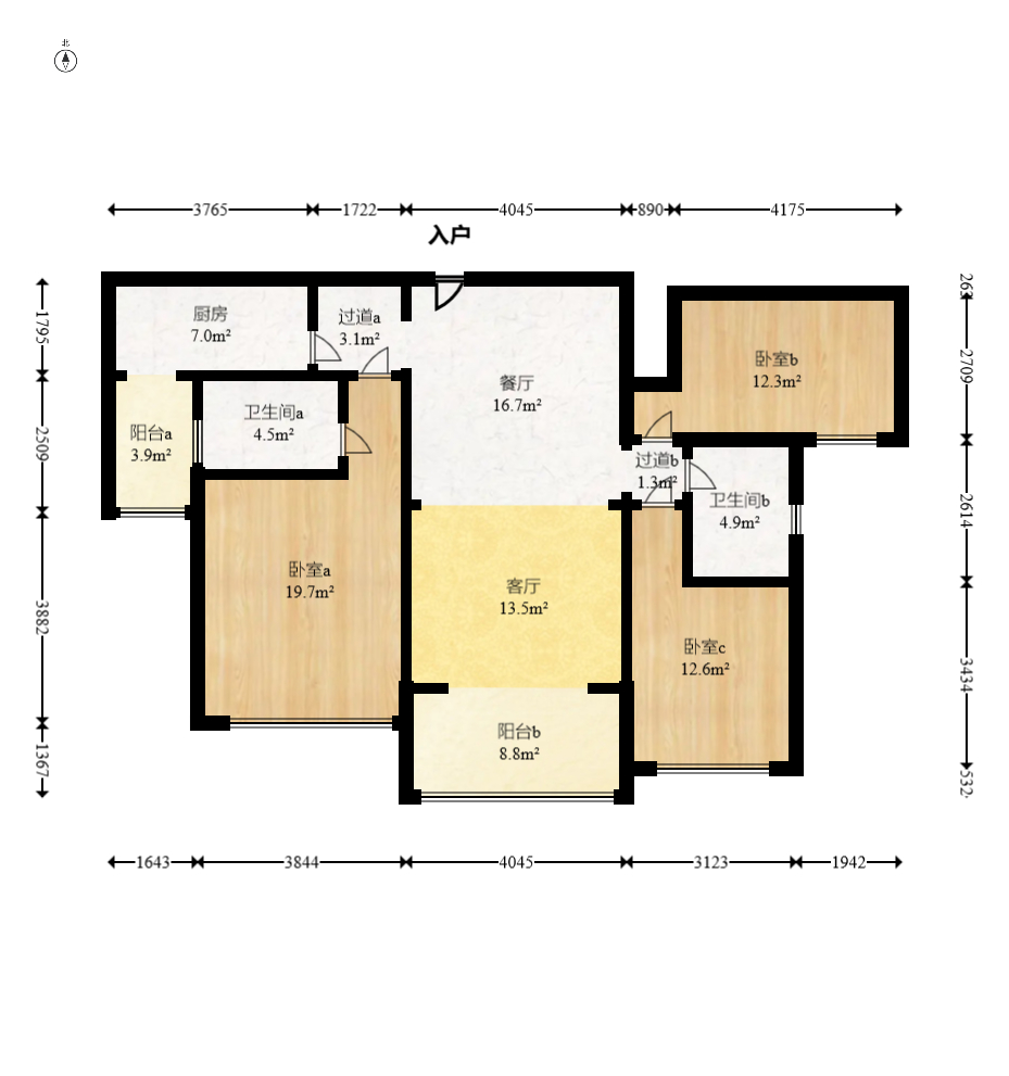 恒大名都 3室2厅2卫 81.0万 恒大名都 3室2厅2卫 81.0万户型图