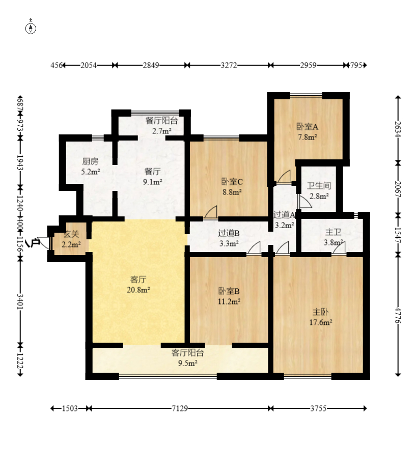 濱江府1913  4室2廳2衛(wèi)    305.0萬室內(nèi)圖1