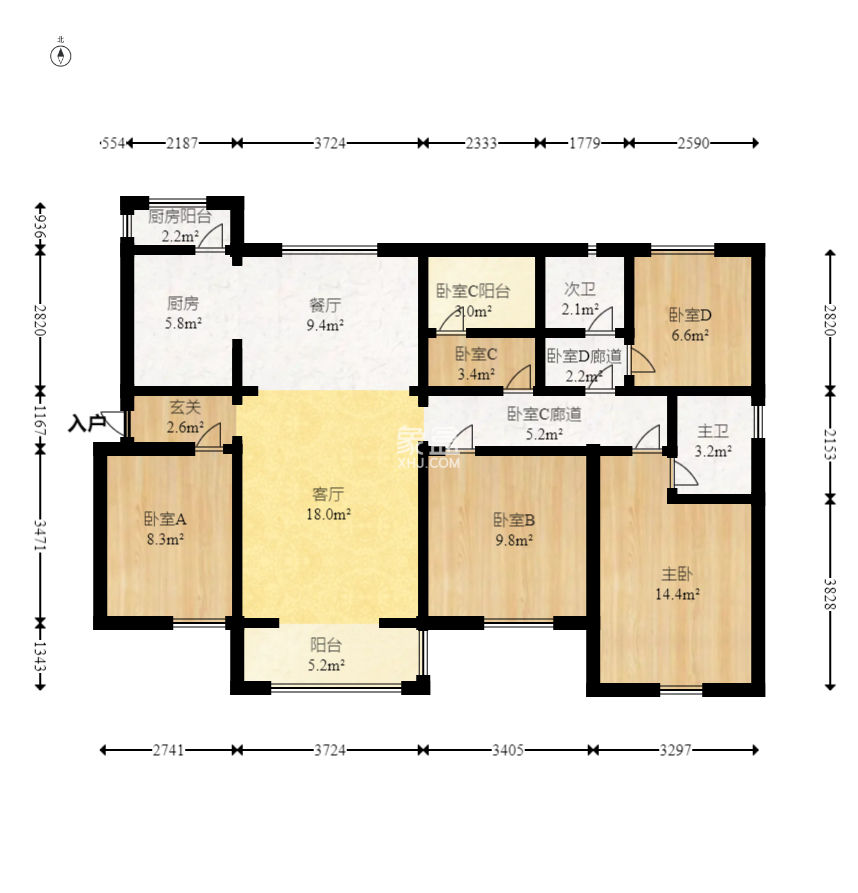 蔷薇国际  5室2厅2卫    93.0万