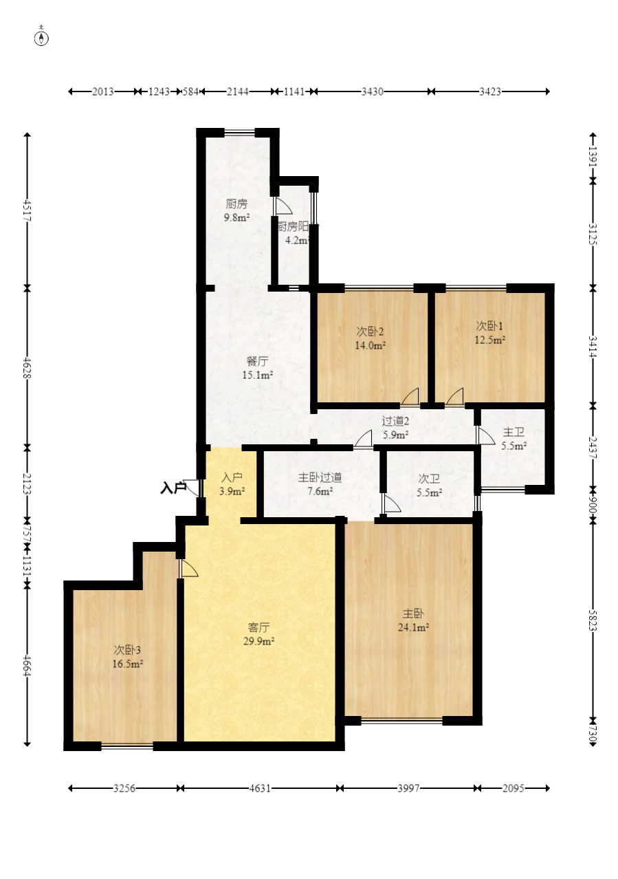 恒大御景半岛锦绣苑  4室2厅2卫    260.0万室内图1