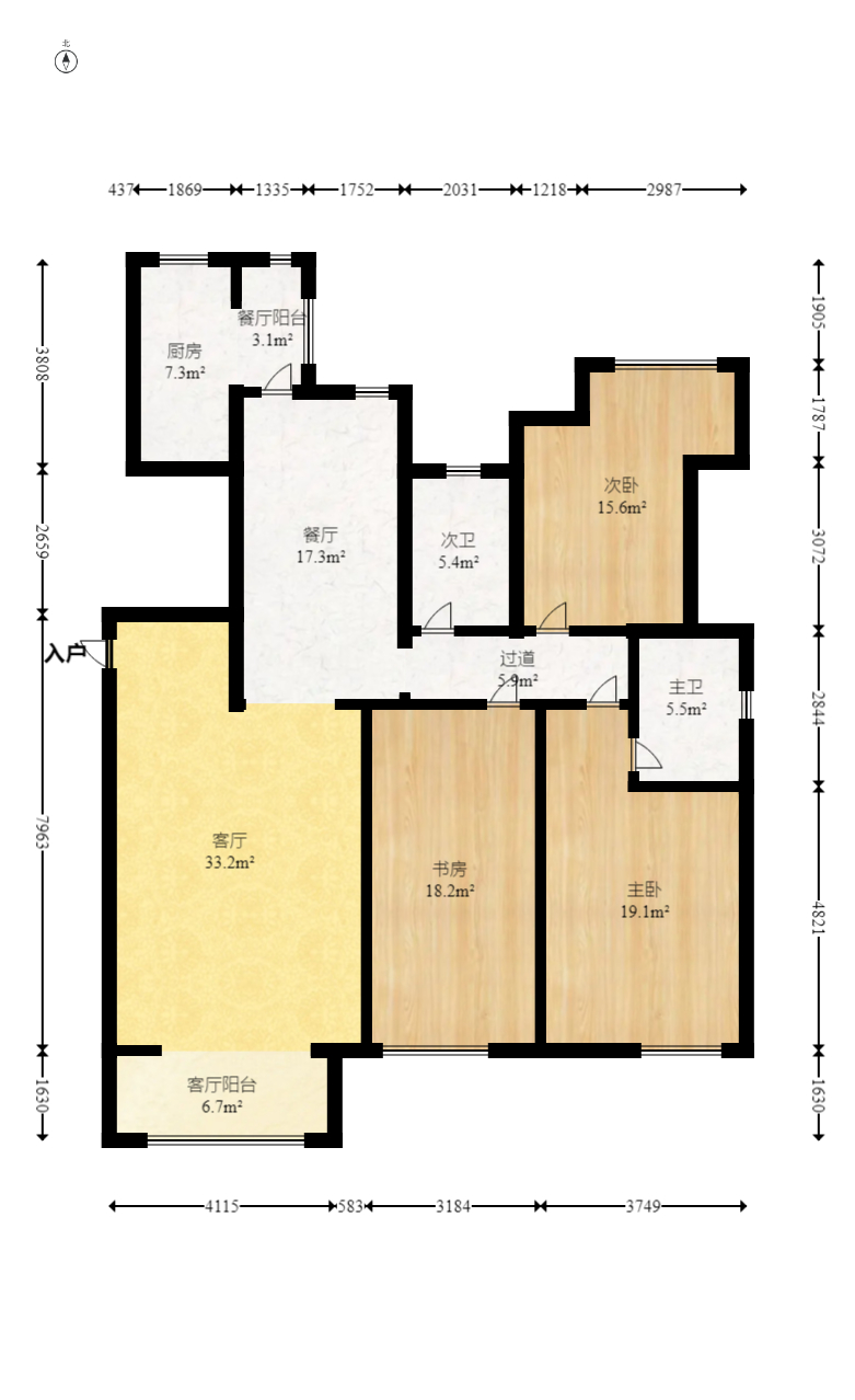 山语城一期  3室2厅2卫    118.0万室内图1