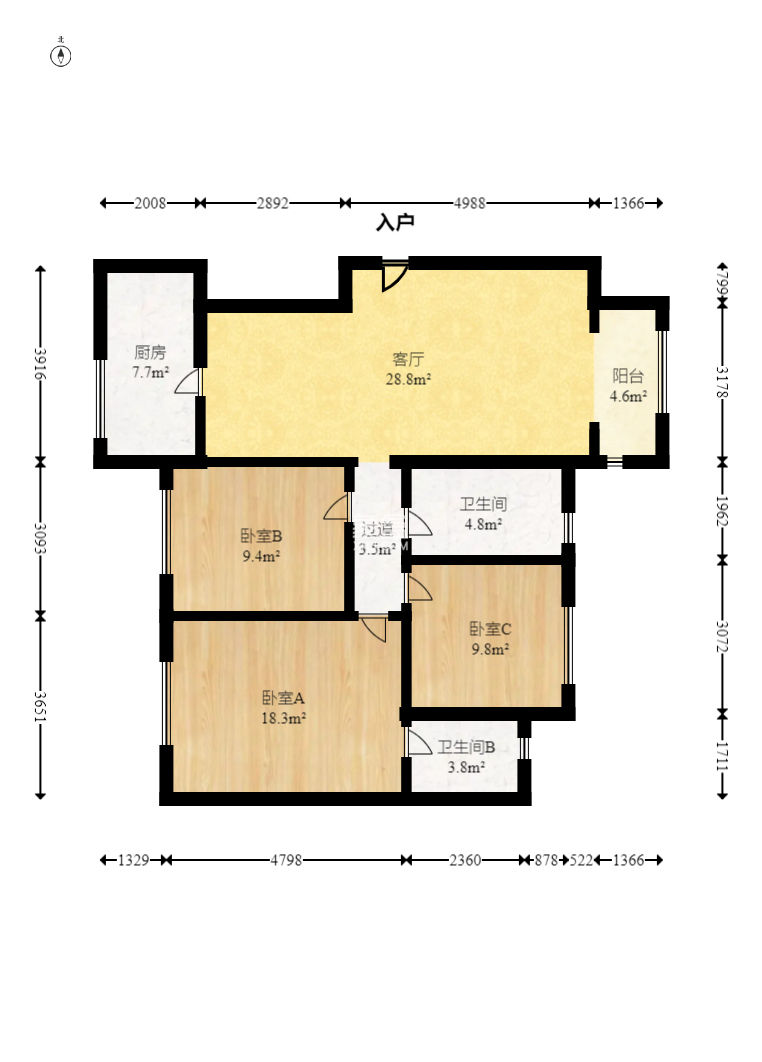 航天溪湖  3室2廳1衛(wèi)   84.90萬(wàn)