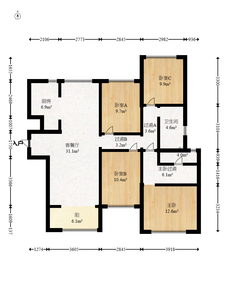 万科里金域国际  4室2厅2卫   380.00万室内图1