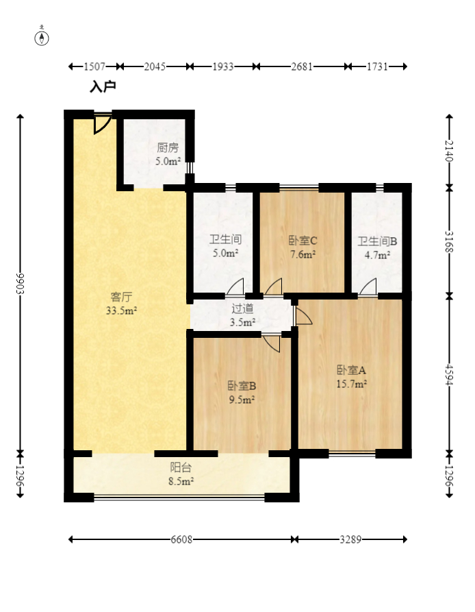 卓越浅水湾  3室2厅2卫    165.0万室内图1