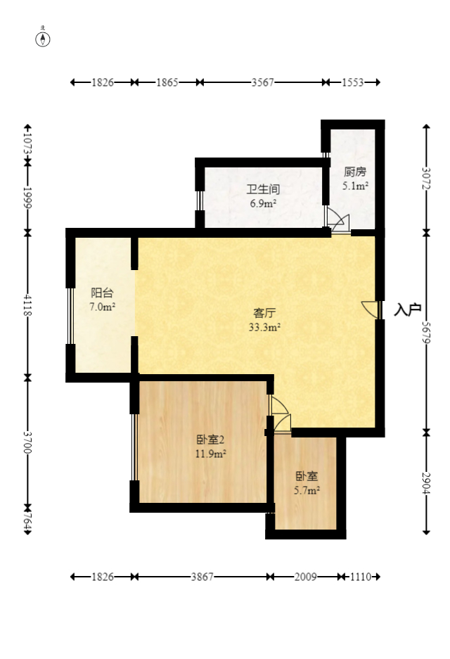 盛景谷山里  2室2厅1卫   88.80万室内图1