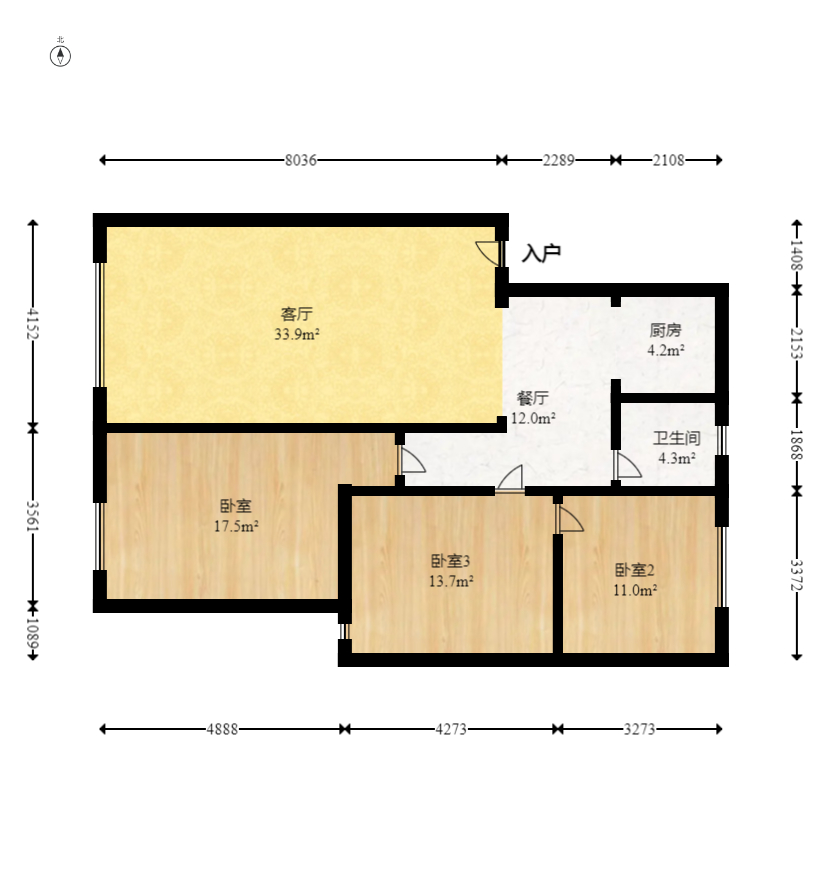 水木兰庭  3室2厅1卫   49.00万室内图1