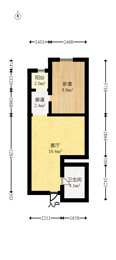 长房时代城  1室1厅1卫   37.80万室内图1