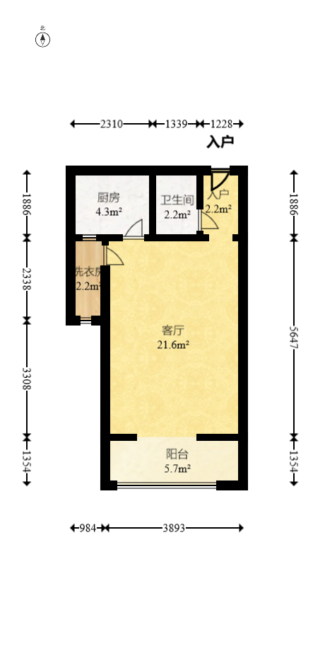 蓝山郡 1室1厅1卫 32.0万 蓝山郡 1室1厅1卫 32.0万户型图